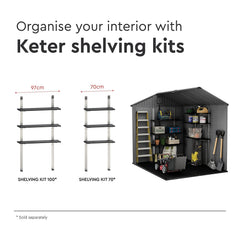 Outdoor Garden Storage Shed 6 X 8 Ft Grey Resin Double Doors