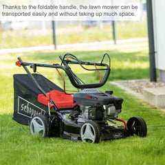 Self-Propelled Petrol Lawn Mower 42cm 131cc 45L Grass Box Red Black
