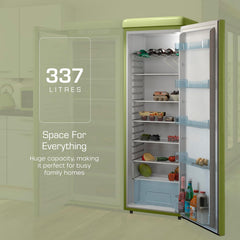 Tall Larder Fridge 337L 5 Shelves Frost Free Green