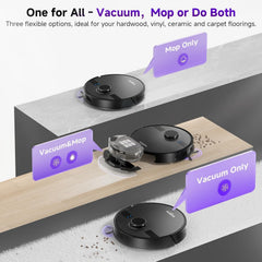 Robot Vacuum with Mop 7000Pa Suction Lidar Navigation Self-Empty Station Black