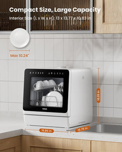 Countertop Dishwasher 5L 8 Programs With Water Softener Black