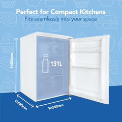 Under Counter Larder Fridge 131L 55cm Reversible Door White