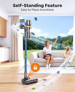 Cordless Stick Vacuum Cleaner 600W 50kPa Suction 65min Runtime Blue