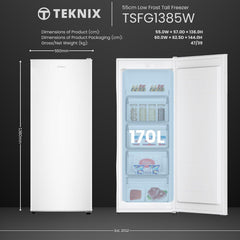 Upright Freezer 170L 200W E Rated 5 Shelves White