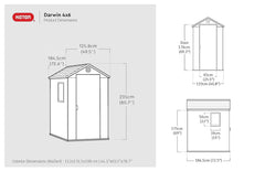 Resin Garden Storage Shed 6 X 4 Ft Grey Single Door Lockable