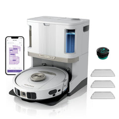 Robot Vacuum And Mop With Self-Emptying Base 60-Day LiDAR Navigation White