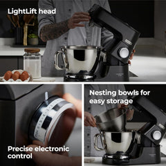 Stand Mixer 1200W Integrated Scale 5L 3.5L Bowls Black