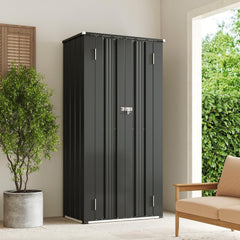 Vertical Garden Storage Shed 29.5 X 17.3 X 68.3 In Black Galvanized Steel