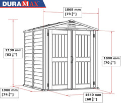 Plastic Garden Storage Shed 6 X 6 Ft Dark Grey Adobe Metal Roof