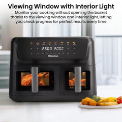 Air Fryer 11L Dual Zone 2700W Colour Touch Display 8 Functions Black