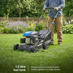 Petrol Lawn Mower 40cm 139cc 7 Cutting Heights 25-75mm 40L Grass Bag Black