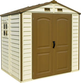 Plastic Garden Storage Shed 8 X 6 Ft Brown Double Doors Lockable