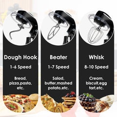 Stand Mixer 1300W 6L 10 Speeds Pulse Function Black