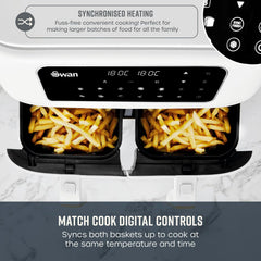 Air Fryer 8L Dual Basket 13 Presets Match Cook White