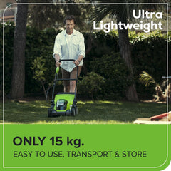 Cordless Lawn Mower 35cm 40L Bag 2x40V 2Ah Batteries Green