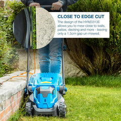 Corded Electric Lawn Mower 33cm 1300W 30L Grass Box 3 Heights Blue