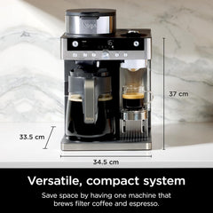 2-in-1 Filter Coffee And Pod Capsule Machine 1.8L Built-in Milk Frother Black
