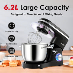 Stand Mixer 6.2L 1400W 6 Speed Tilt-Head Black