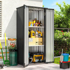 Vertical Garden Storage Shed 29.5 X 17.3 X 68.3 In Black Galvanized Steel