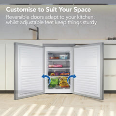 Freestanding Under Counter Freezer 91L Reversible Door Silver