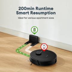 Robot Vacuum Cleaner 8000Pa LiDAR Navigation 200Mins Runtime Black