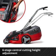 Cordless Lawn Mower 43cm 63L Grass Box 6 Heights Mulching 36V 2 Batteries 2 Chargers
