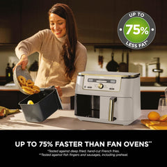Dual Zone Digital Air Fryer 9.5L 6-in-1 Stone Gold