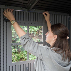 Garden Storage Shed 7 X 9.5 Ft Light Grey HDPE Steel Reinforced