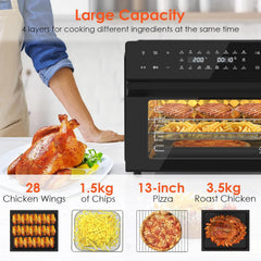 Air Fryer Oven 30L 1800W 20 Programs Rotisserie Black
