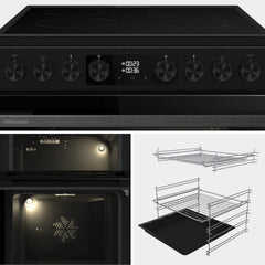 Electric Cooker 130L Double Oven Ceramic Hob A Rated Black