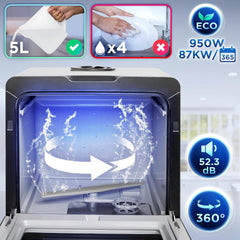 Table Top Dishwasher 5L 950W 8 Programs Black