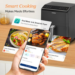 Dual Blaze Air Fryer 6.4L Top & Bottom Heating No Shaking Black