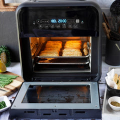 Air Fryer Oven 10L 2000W Digital Touch Fry Bake Dehydrate Black Grey