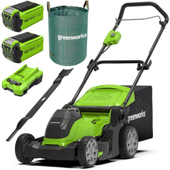 Cordless Lawnmower 41cm Cutting Width 50L Bag 2x 40V 2Ah Batteries