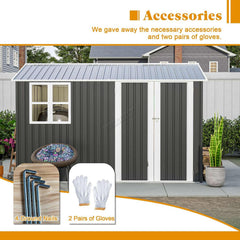 Garden Storage Shed 10 X 8 Ft Anthracite Metal Apex Roof