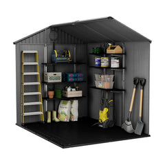 Garden Storage Shed 6 X 8 Ft Grey Resin Double Doors