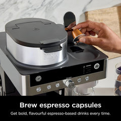 2-in-1 Filter Coffee And Pod Capsule Machine 1.8L Built-in Milk Frother Black