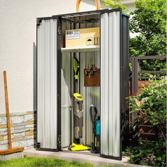 Vertical Garden Storage Shed 29.5 X 17.3 X 68.3 In Black Galvanized Steel