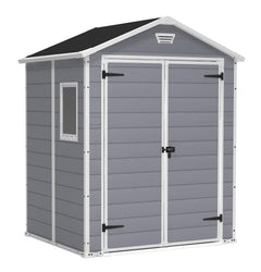 Garden Storage Shed 4 X 3 Ft Grey Resin Hinged Doors