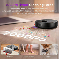 Robot Vacuum Cleaner 7000Pa LiDAR Navigation 180Mins Runtime Black