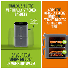 Dual Stack Air Fryer 11L 2460W 6 Presets Graphite