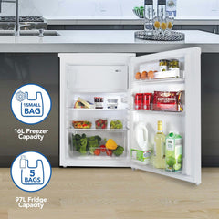 Under Counter Fridge 97L Freestanding With Reversible Door White