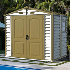 Plastic Garden Storage Shed 8 X 6 Ft Brown Double Doors Lockable