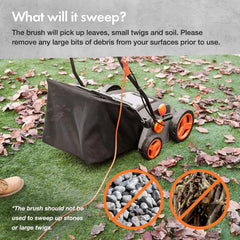 Corded Electric Artificial Grass Sweeper 1800W 45L Bag 370mm 5 Heights Grey Black Orange