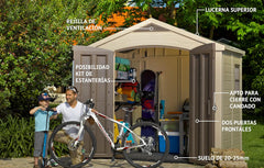 Resin Garden Storage Shed 8 X 6 Ft Brown Double Doors Lockable