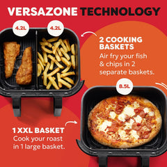 Dual Zone Air Fryer 8.5L 8-in-1 With Sync Cook Black