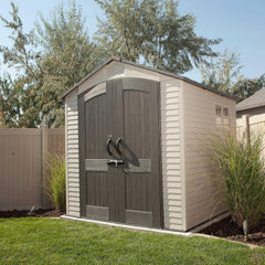 Outdoor Garden Storage Shed 7 X 7 Ft Beige Plastic Steel Frame