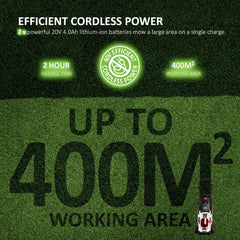 Cordless Lawn Mower 37cm 40V 2x4.0Ah Batteries 6 Heights 35L